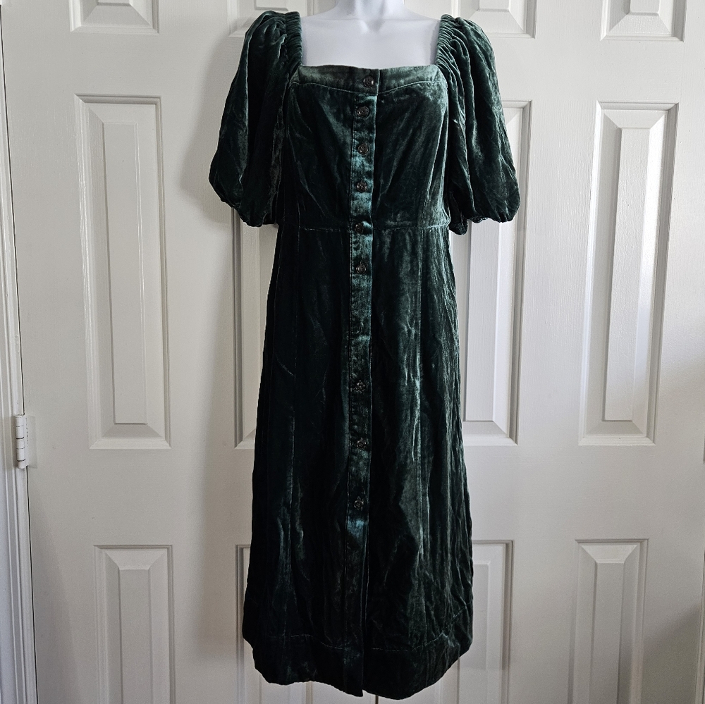 J Crew Womens Dress 4 Velvet Milkmaid Midi Fairy Peasant Square Neck Holiday